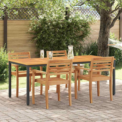 vidaXL Tisch für Outdoor Natürlich und Schwarz 200 x 90 x 75 cm