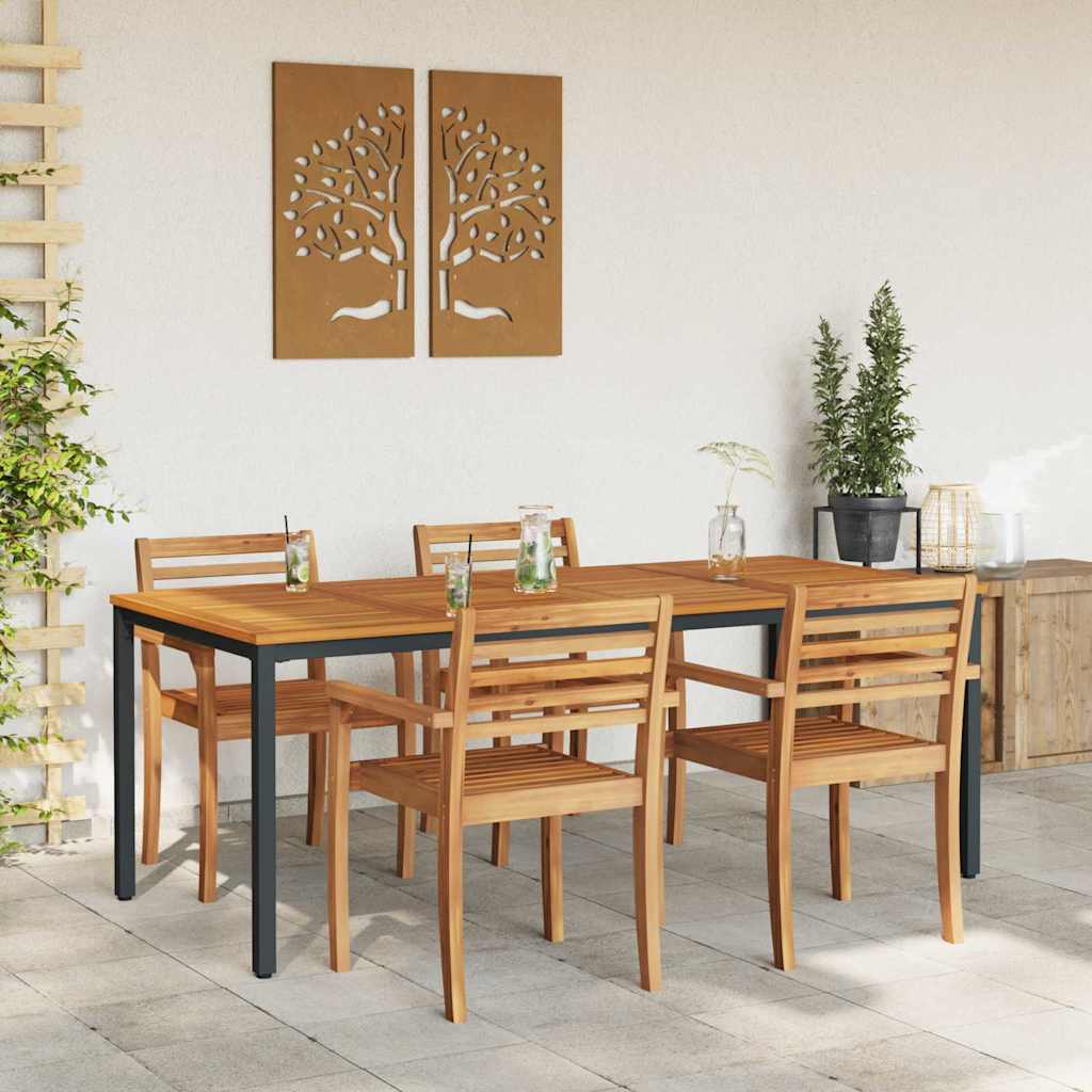 vidaXL Tisch für Outdoor Natürlich und Schwarz 200 x 90 x 75 cm