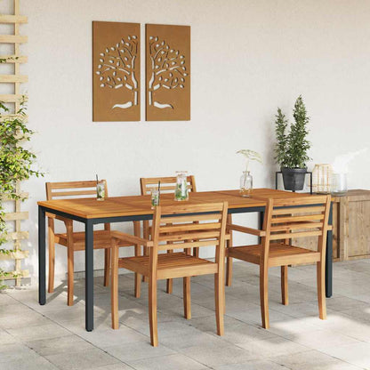 vidaXL Tisch für Outdoor Natürlich und Schwarz 200 x 90 x 75 cm