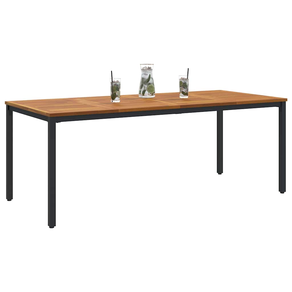vidaXL Tisch für Outdoor Natürlich und Schwarz 200 x 90 x 75 cm