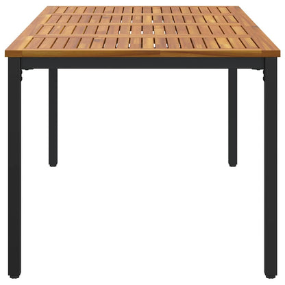 vidaXL Tisch für Outdoor Natürlich und Schwarz 200 x 90 x 75 cm