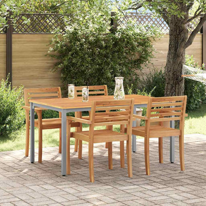 vidaXL Tisch für Outdoor Natürlich und Grau 150 x 90 x 75 cm