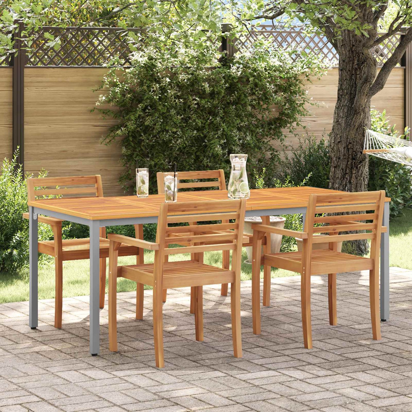 vidaXL Tisch für Outdoor Natürlich und Grau 200 x 90 x 75 cm