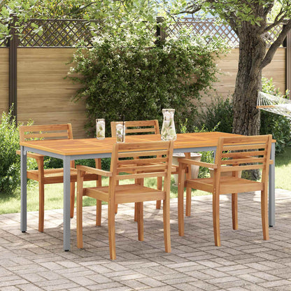 vidaXL Tisch für Outdoor Natürlich und Grau 200 x 90 x 75 cm
