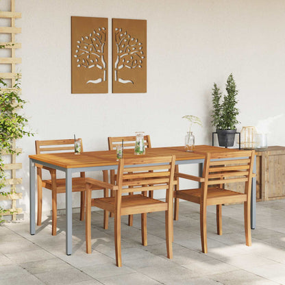 vidaXL Tisch für Outdoor Natürlich und Grau 200 x 90 x 75 cm