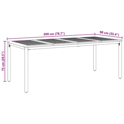 vidaXL Tisch für Outdoor Natürlich und Grau 200 x 90 x 75 cm