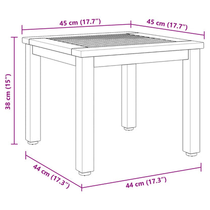 vidaXL Tisch für Outdoor Natürlich und Schwarz 45 x 45 x 38 cm