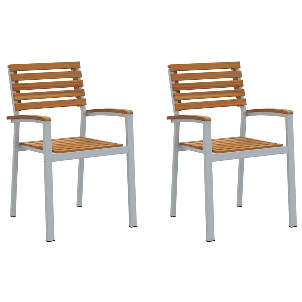 vidaXL Chaise de jardin 2 pcs Marron 56 x 57 x 87 cm Bois massif d'acacia