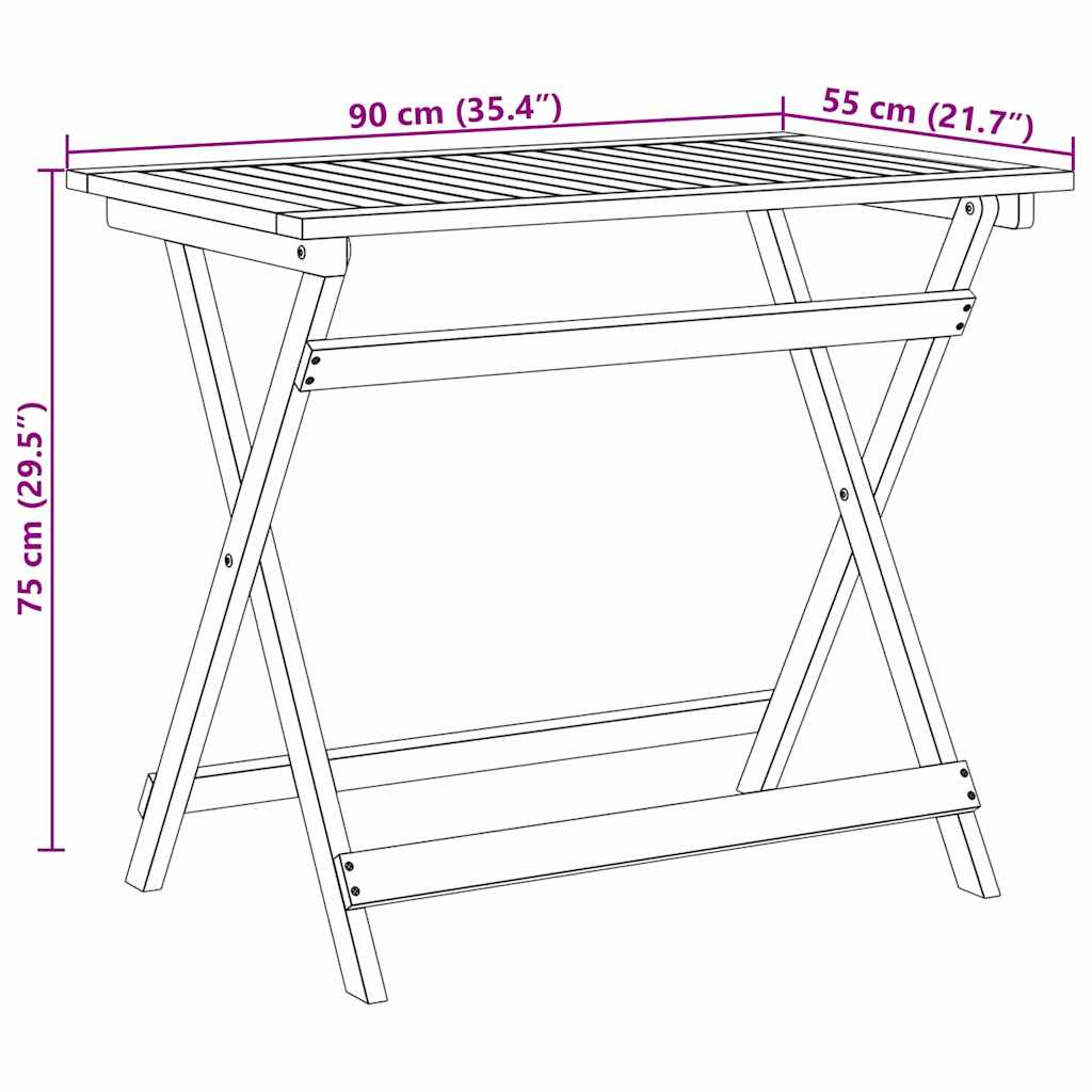 vidaXL Gartentisch Braun 90 x 55 x 75 cm Massivholz Akazie