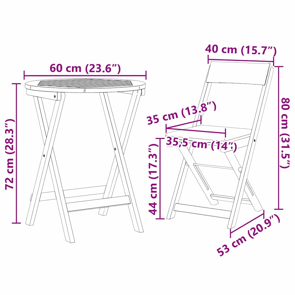 vidaXL Garten Essgruppe mit Kissen 3 pcs Öl-Natur Massivholz Akazie
