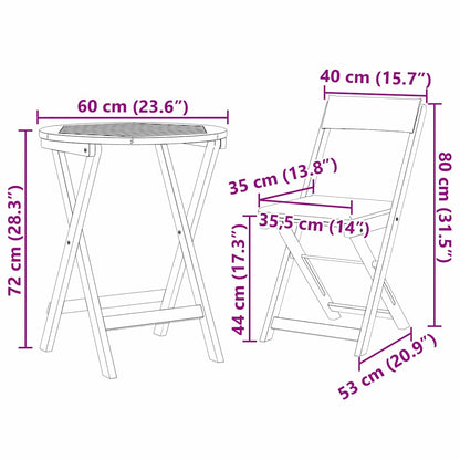 vidaXL Garten Essgruppe mit Kissen 3 pcs Öl-Natur Massivholz Akazie