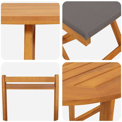 vidaXL Bistrogarnitur mit Kissen 3 pcs Öl-Natur Massivholz Akazie