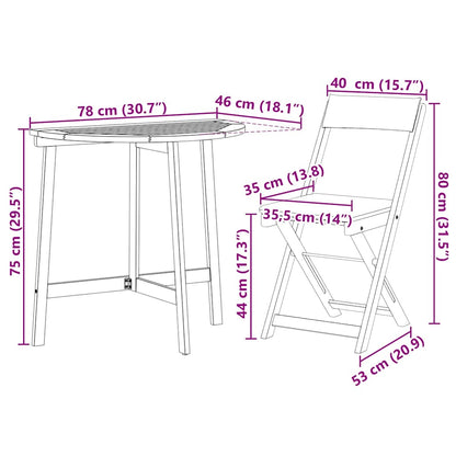 vidaXL Bistrogarnitur mit Kissen 3 pcs Öl-Natur Massivholz Akazie