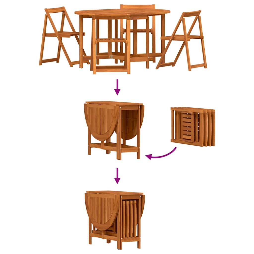 vidaXL Gartentisch 5 pcs Braun Massivholz Akazie