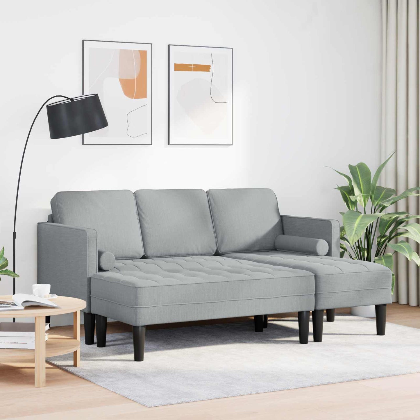 vidaXL Ensemble de canapés 2 pcs avec coussins Gris clair Polyester