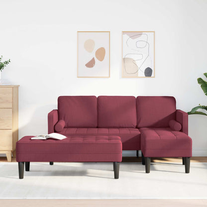 vidaXL Sofa Set mit Kissen 2 pcs Weinrot Polyester