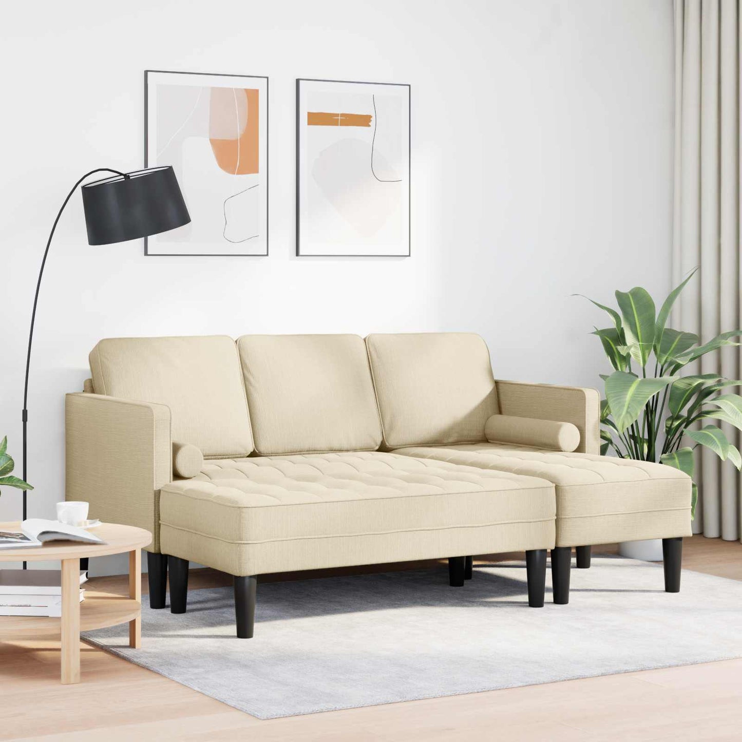 vidaXL Sofa Set 2 pcs Creme 173 x 131 x 67 cm Stoff