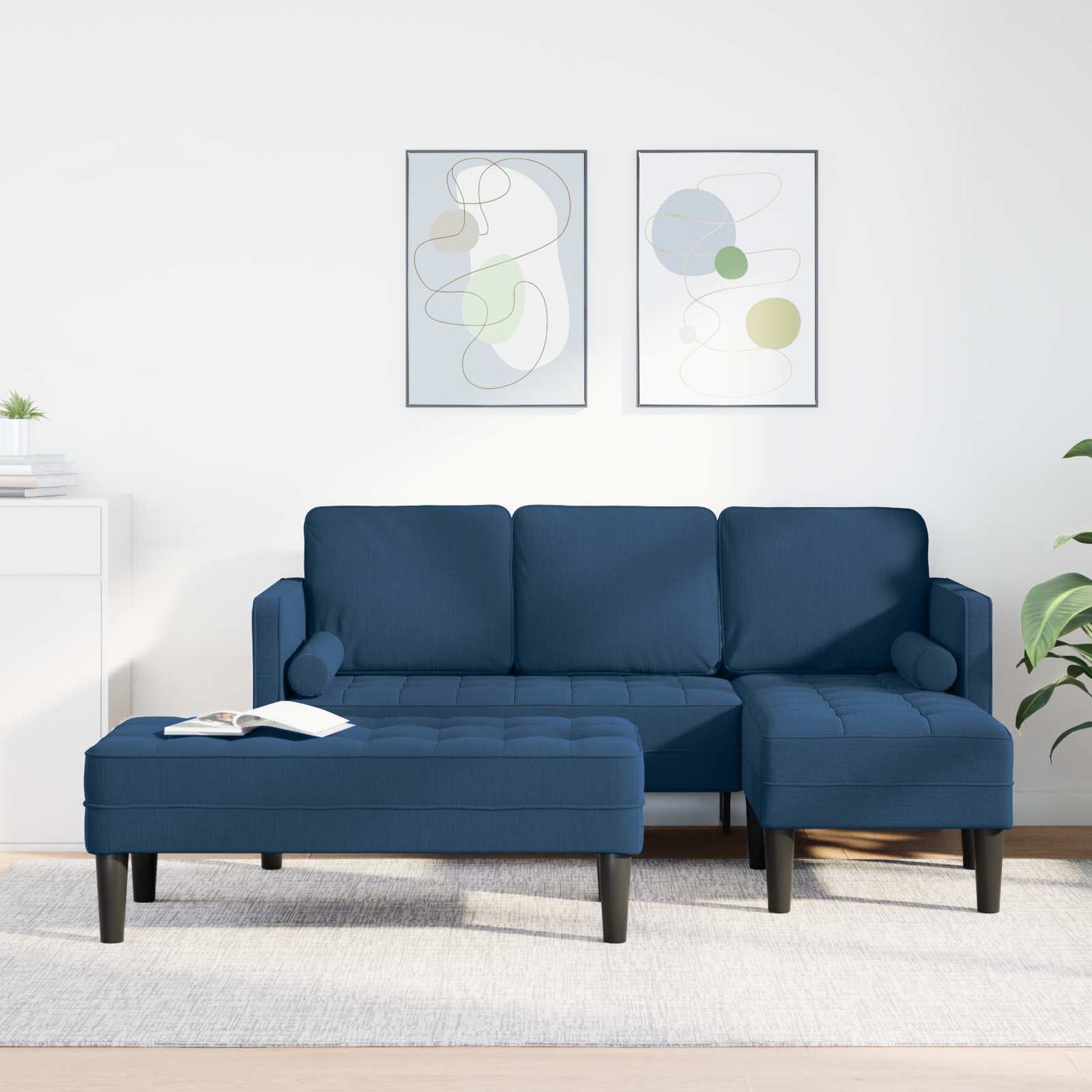 Sofa Set mit Kissen 2 pcs Blau Polyester