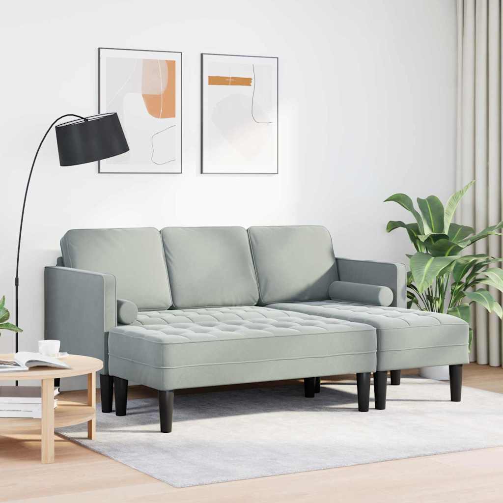 vidaXL Sofa Set mit Kissen 2 pcs Hellgrau Polyester