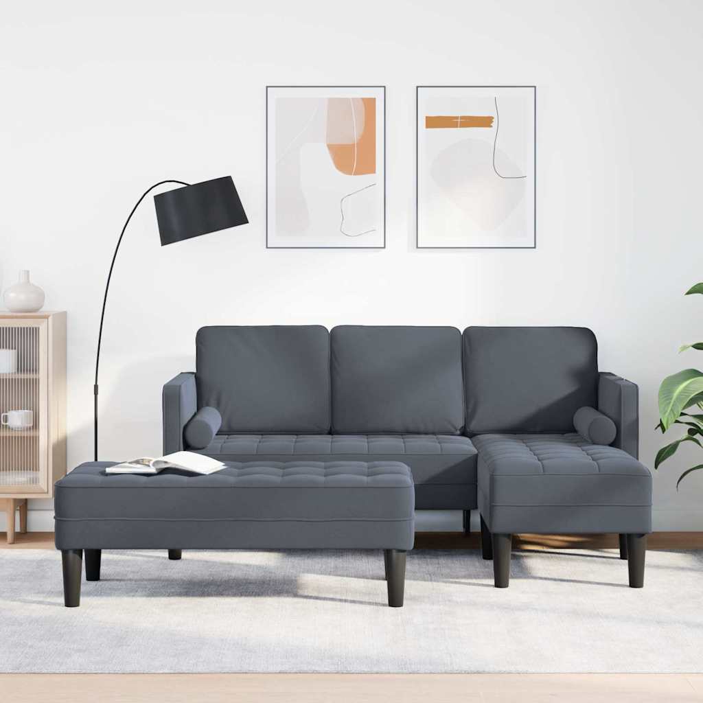 vidaXL Sofa Set mit Kissen 2 pcs Dunkelgrau Polyester