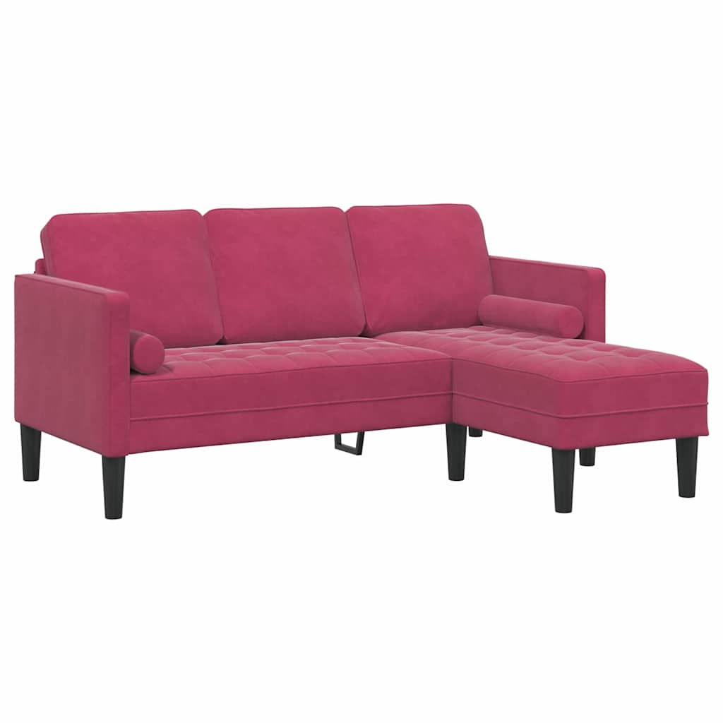 vidaXL Sofa Set mit Kissen 2 pcs Weinrot Polyester