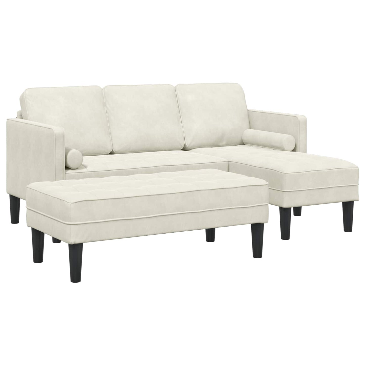 vidaXL Sofa Set mit Kissen 2 pcs Creme Polyester