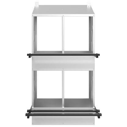 Hühner-Nistkasten mit 4 Fächern Verzinktes Silber Metall