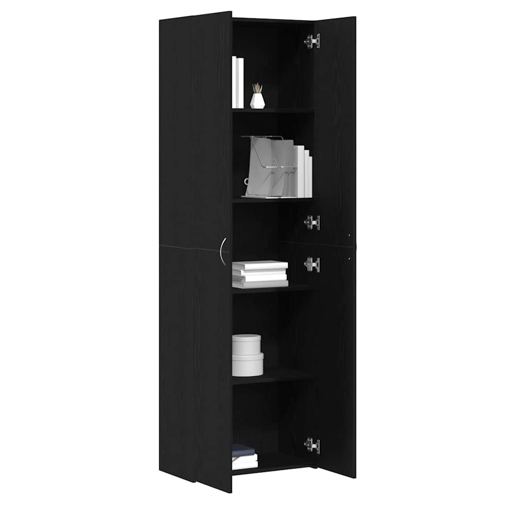 Büroschrank Schwarz Eichen-Optik 60 x 32 x 190 cm Holzwerkstoff