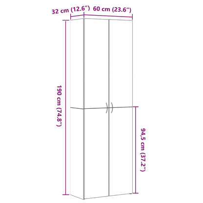 Büroschrank Schwarz Eichen-Optik 60 x 32 x 190 cm Holzwerkstoff