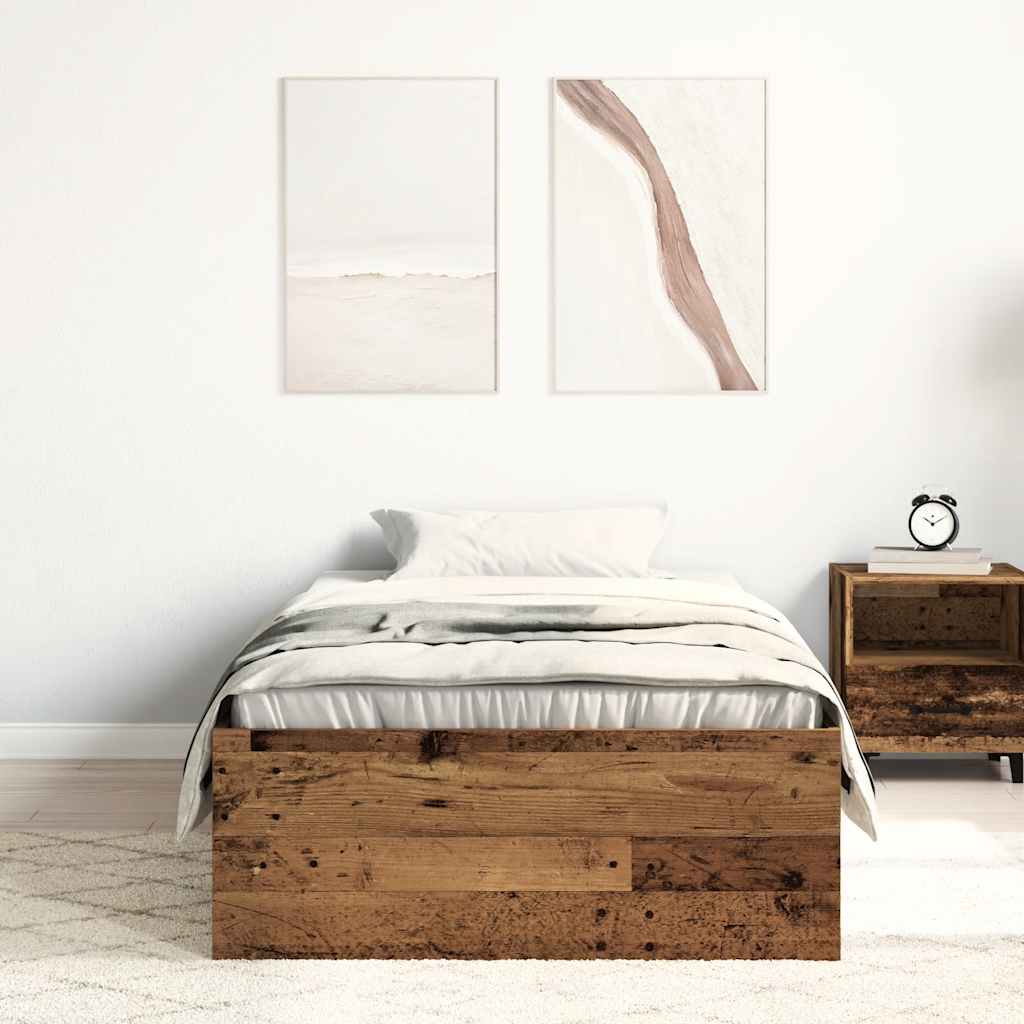 vidaXL Bettgestell ohne Matratze Altholz-Optik 75x190 cm Holzwerkstoff