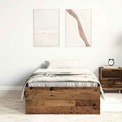 vidaXL Bettgestell ohne Matratze Altholz-Optik 75x190 cm Holzwerkstoff