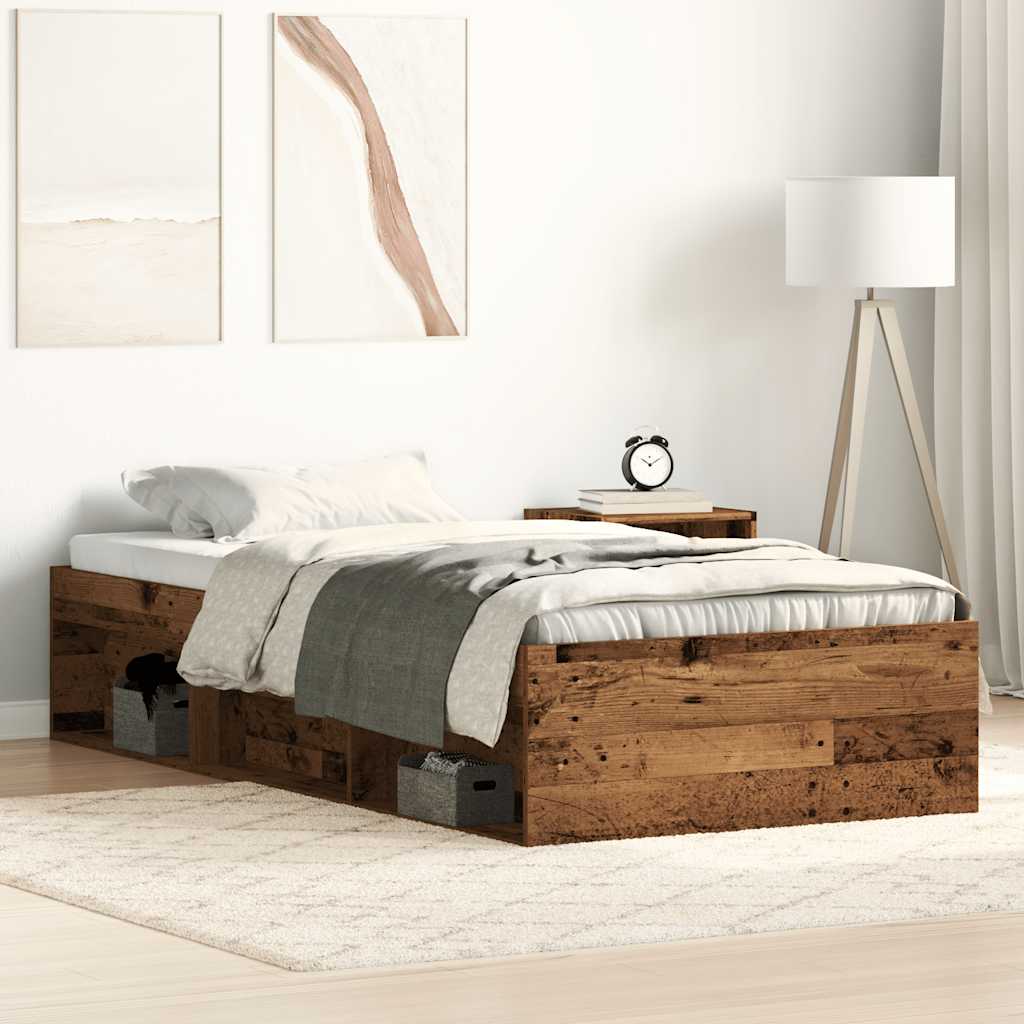vidaXL Bettgestell ohne Matratze Altholz-Optik 75x190 cm Holzwerkstoff