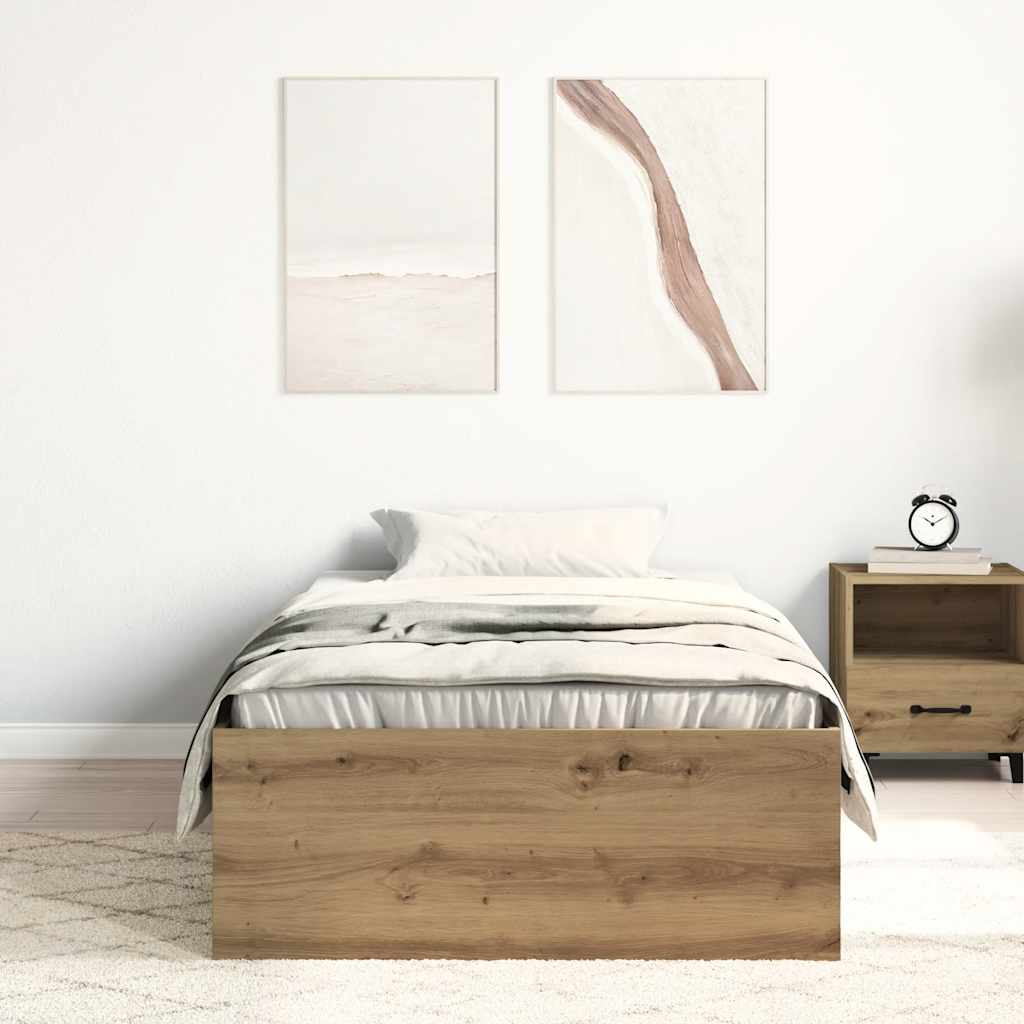 vidaXL Bettgestell ohne Matratze Artisan-Eiche 75x190 cm Holzwerkstoff