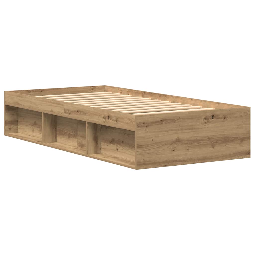 vidaXL Bettgestell ohne Matratze Artisan-Eiche 75x190 cm Holzwerkstoff