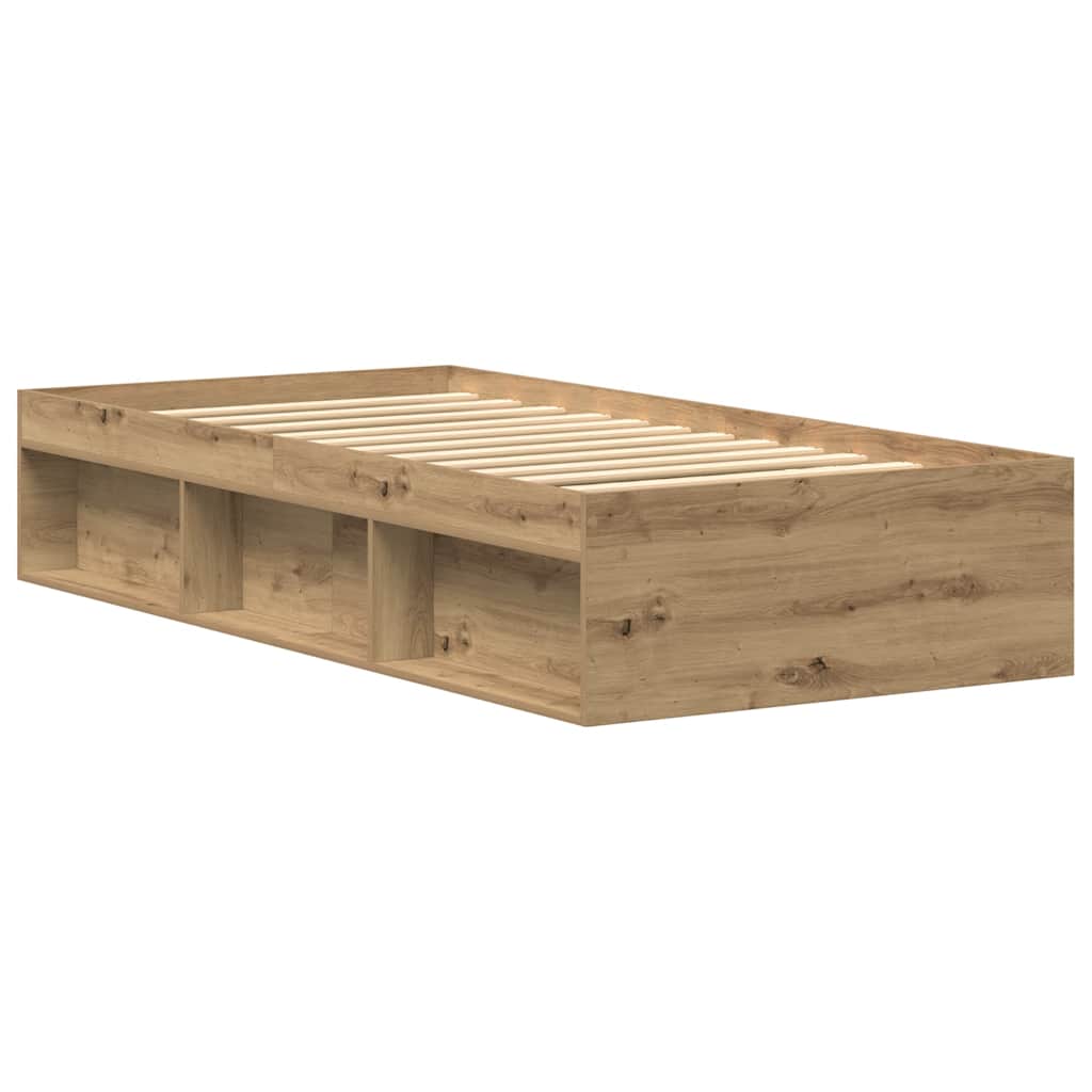 vidaXL Bettgestell ohne Matratze Artisan-Eiche 75x190 cm Holzwerkstoff