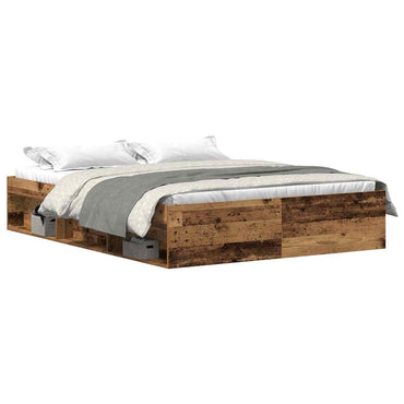 vidaXL Cadre de lit sans matelas effet vieux bois 150x200 cm Bois d'ingénierie