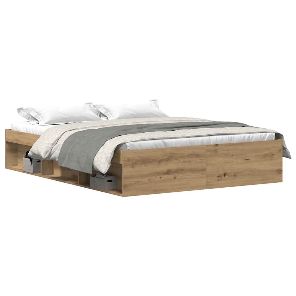 vidaXL Bettgestell ohne Matratze Artisan-Eiche 150x200cm Holzwerkstoff