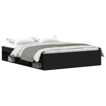 vidaXL Bettgestell ohne Matratze Schwarz Eichen-Optik 150x200 cm
