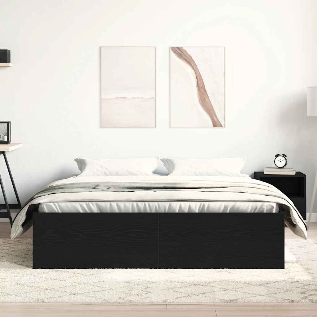 vidaXL Bettgestell ohne Matratze Schwarz Eichen-Optik 150x200 cm