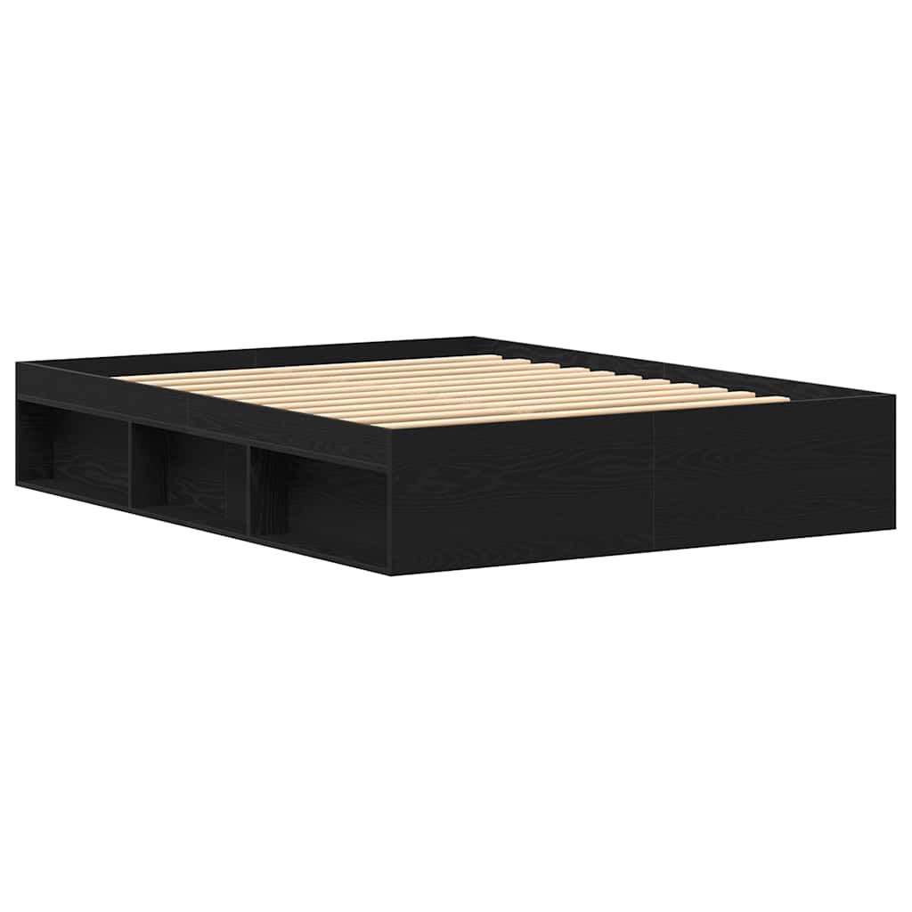 vidaXL Bettgestell ohne Matratze Schwarz Eichen-Optik 150x200 cm