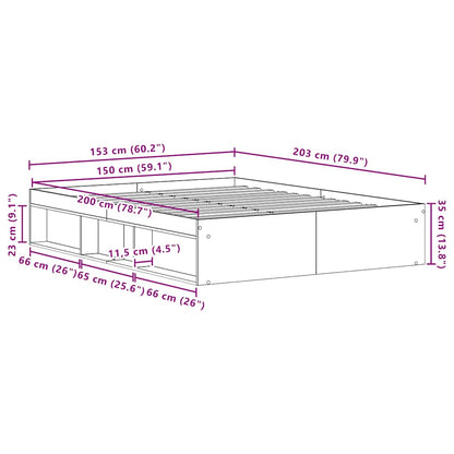 vidaXL Bettgestell ohne Matratze Schwarz Eichen-Optik 150x200 cm