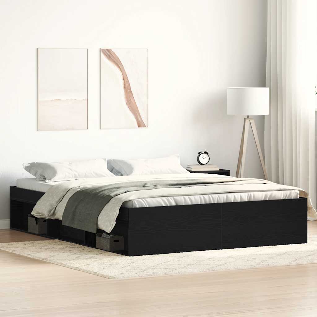 vidaXL Bettgestell ohne Matratze Schwarz Eichen-Optik 150x200 cm