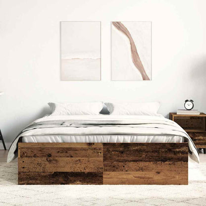 vidaXL Bettgestell ohne Matratze Altholz-Optik 135x190cm Holzwerkstoff