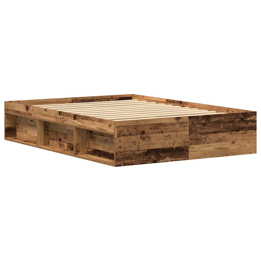 vidaXL Bettgestell ohne Matratze Altholz-Optik 135x190cm Holzwerkstoff