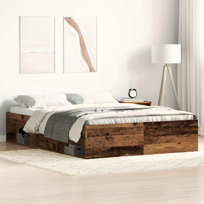 vidaXL Bettgestell ohne Matratze Altholz-Optik 135x190cm Holzwerkstoff