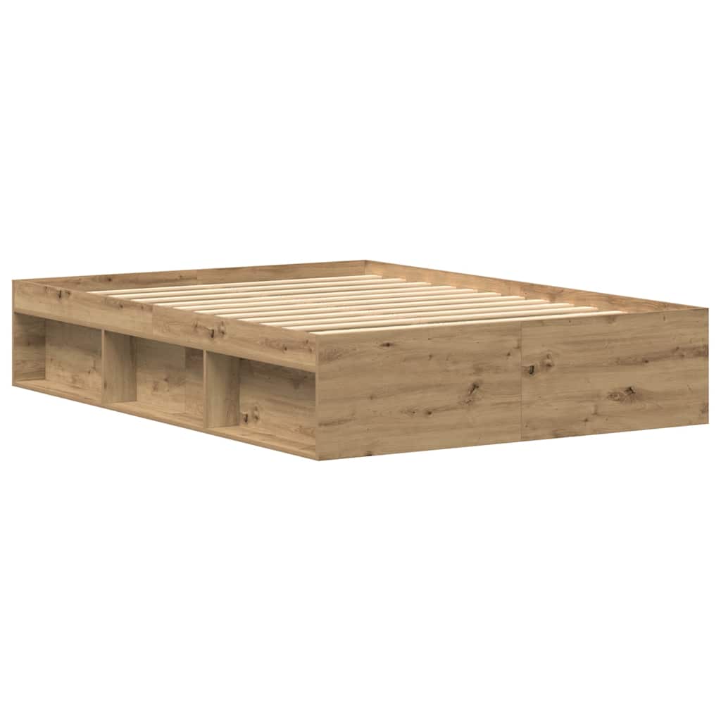vidaXL Bettgestell ohne Matratze Artisan-Eiche 135x190cm Holzwerkstoff