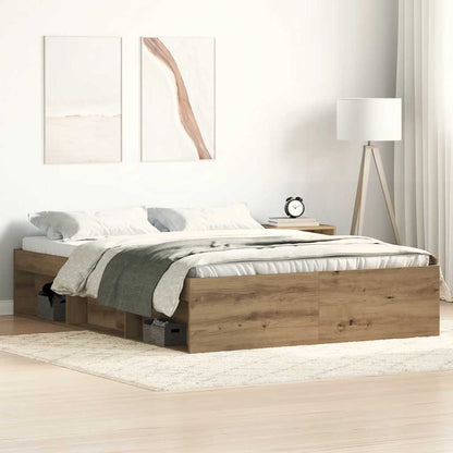 vidaXL Bettgestell ohne Matratze Artisan-Eiche 135x190cm Holzwerkstoff