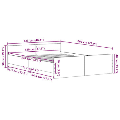vidaXL Bettgestell ohne Matratze Schwarz Eichen-Optik 120x200 cm