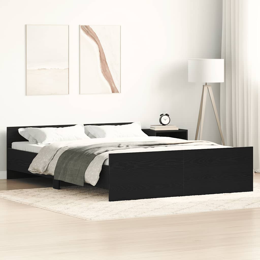 vidaXL Cadre de lit sans matelas Noir aspect chêne 140x200 cm