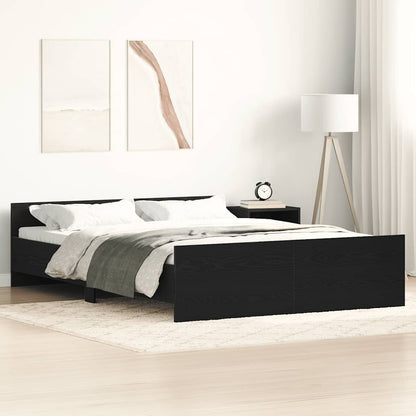 vidaXL Cadre de lit sans matelas Noir aspect chêne 140x200 cm